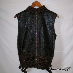 Fancy adore leather and acrylic women's vest Sz L